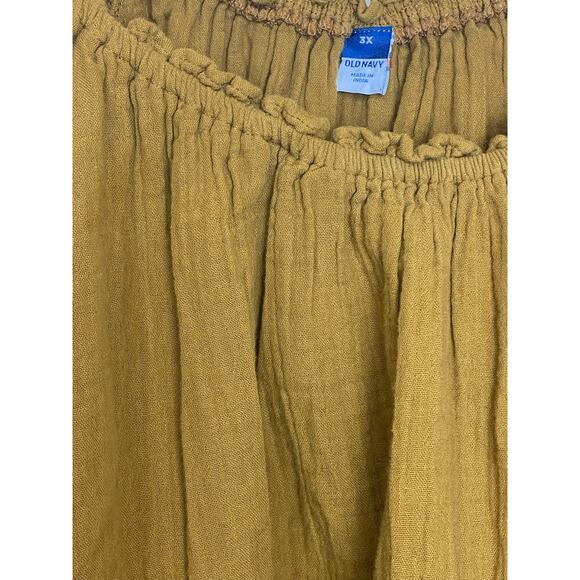 Old Navy Women's Puff Sleeve Shirred Baby Doll Blouse Dark Gold Brown Size 3x - Picture 5 of 6